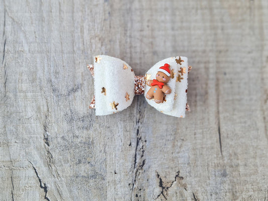 Christmas Gingerbread man Hair Bow.
