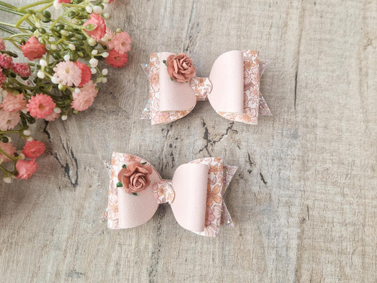 Floral Hair bow in Autumn Colours Perfect for toddlers upwards