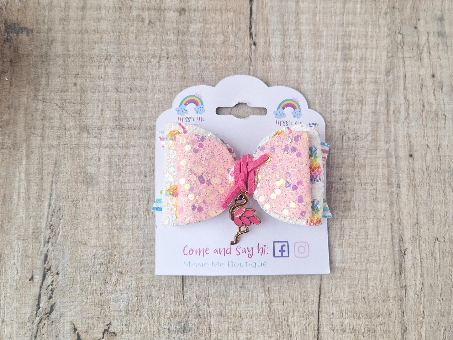 Flamingo Pink Glitter Hair bow
