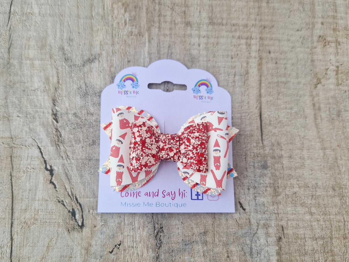 Red Glitter Elf Hair Bow