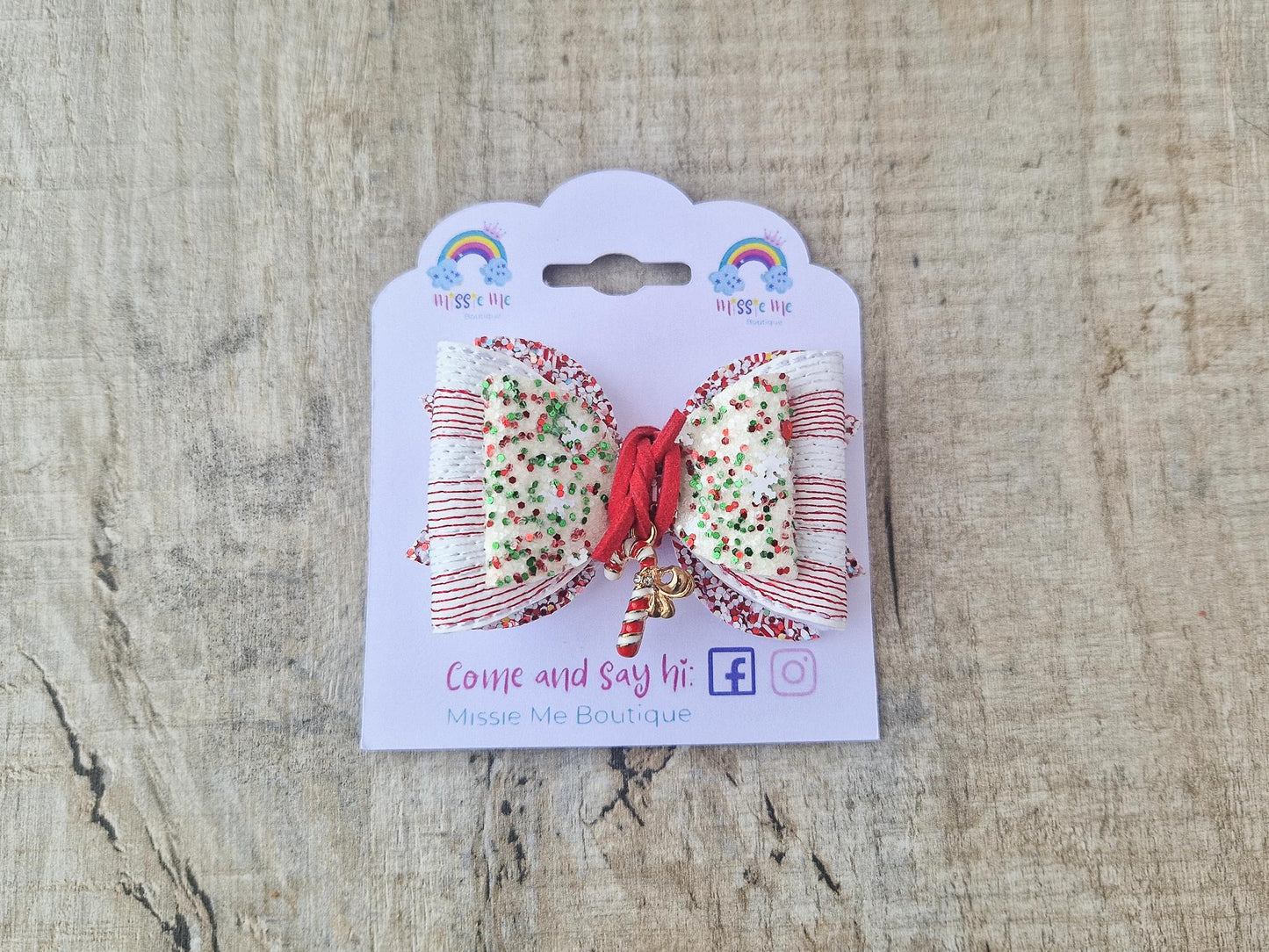 Candy Cane Christmas Hair Bow