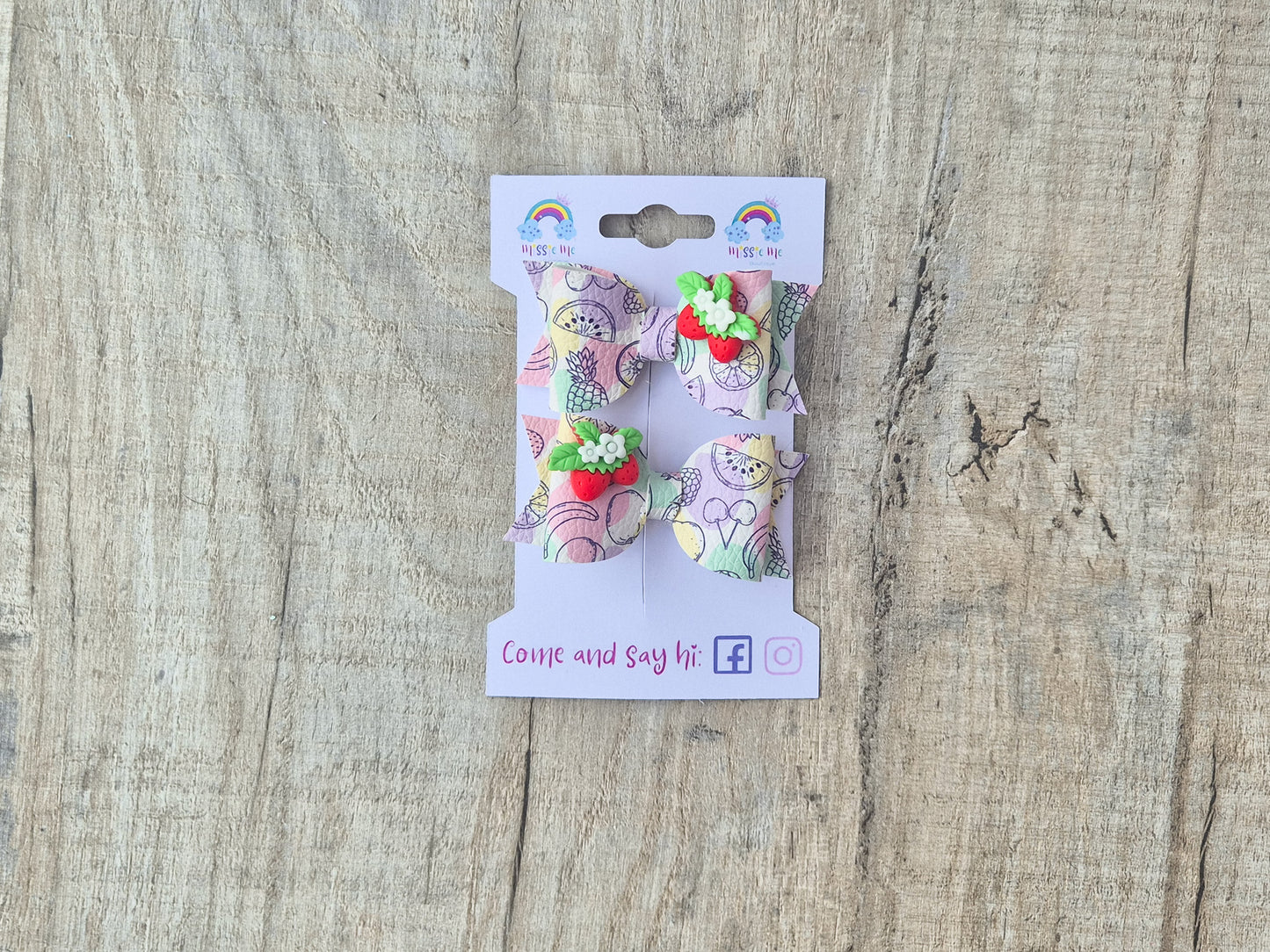 Tutti Fruity Pigtail Hair Bows Set, 2x small hair bows