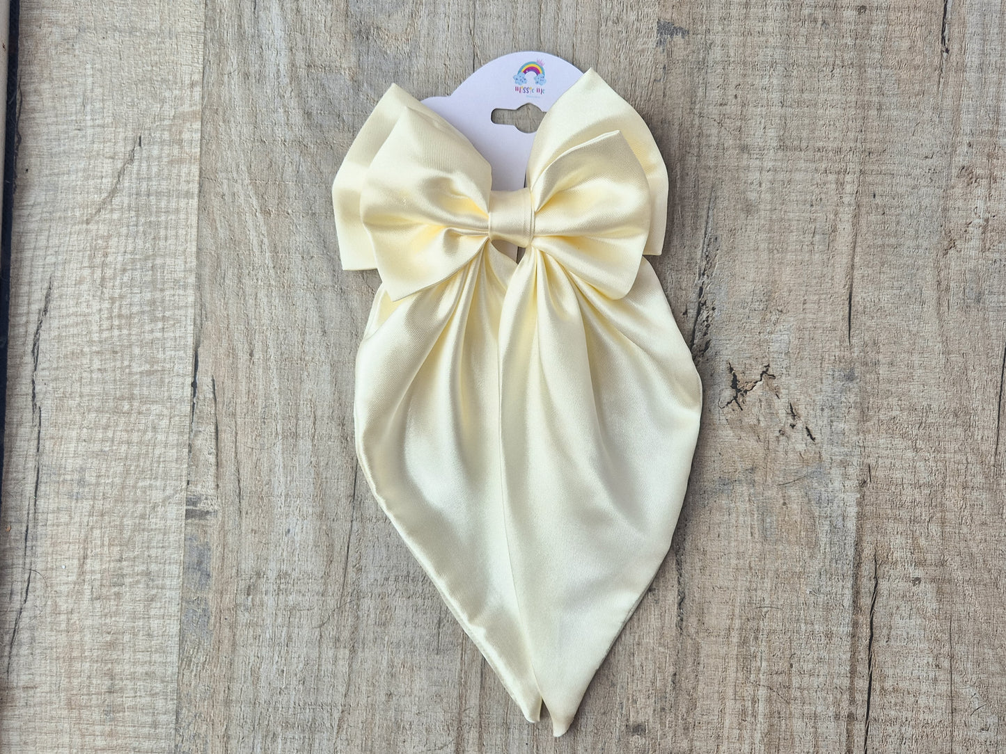 Cream Large Satin Bow. with long tails, Perfect for older Girl, Ladies