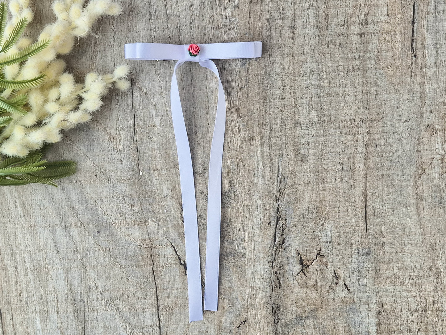 White Ribbon Bow with long tails, for old girl upwards