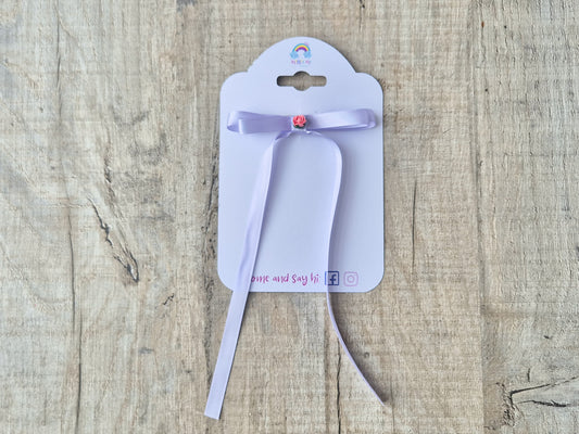 Lilac Ribbon Bow with long tails, for old girl upwards.