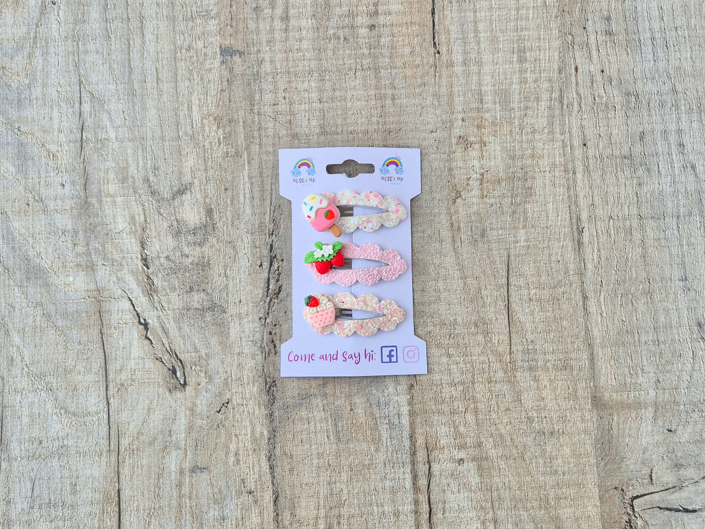 Summer sweet treats Hair clips/ Snap Clips (set of 3)