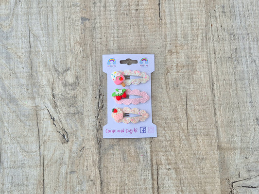 Summer sweet treats Hair clips/ Snap Clips (set of 3)