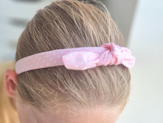 Pink Polka Dot Knot Hair Band