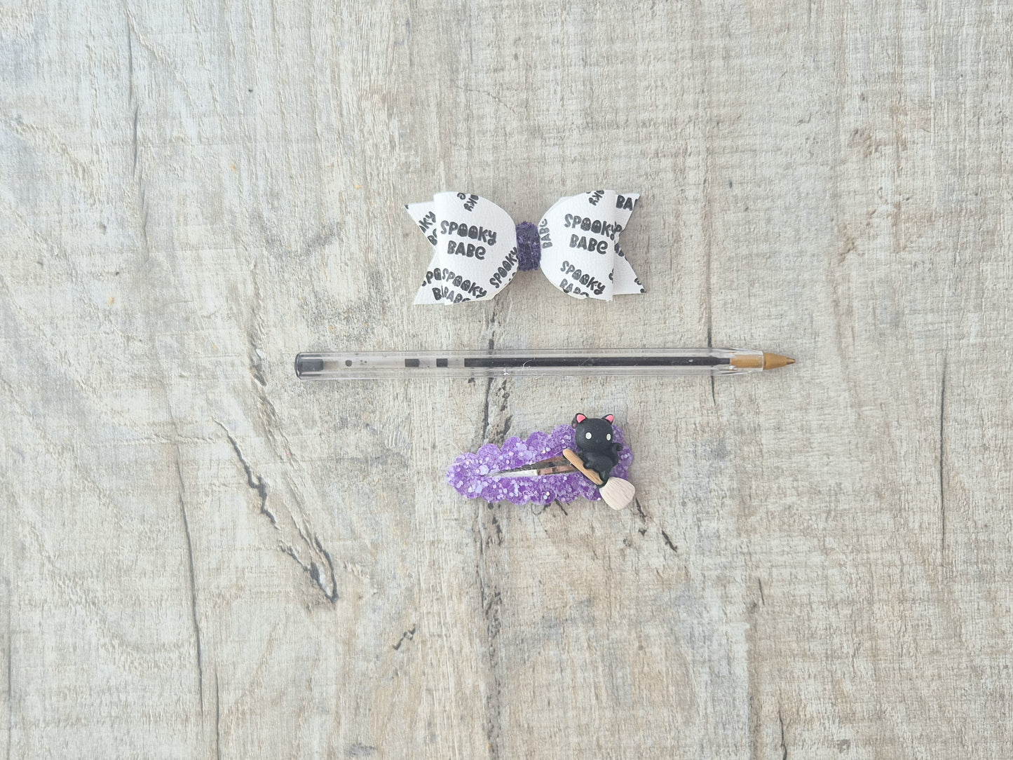 Spooky Babe Pigtail set, 2 hair bows and 2 x snap clips