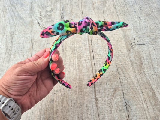Rainbow Leopard Knot Hair Band