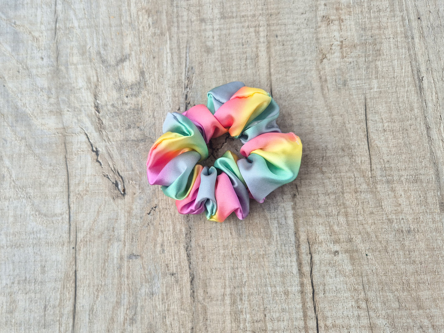 Rainbow Satin Scrunchie