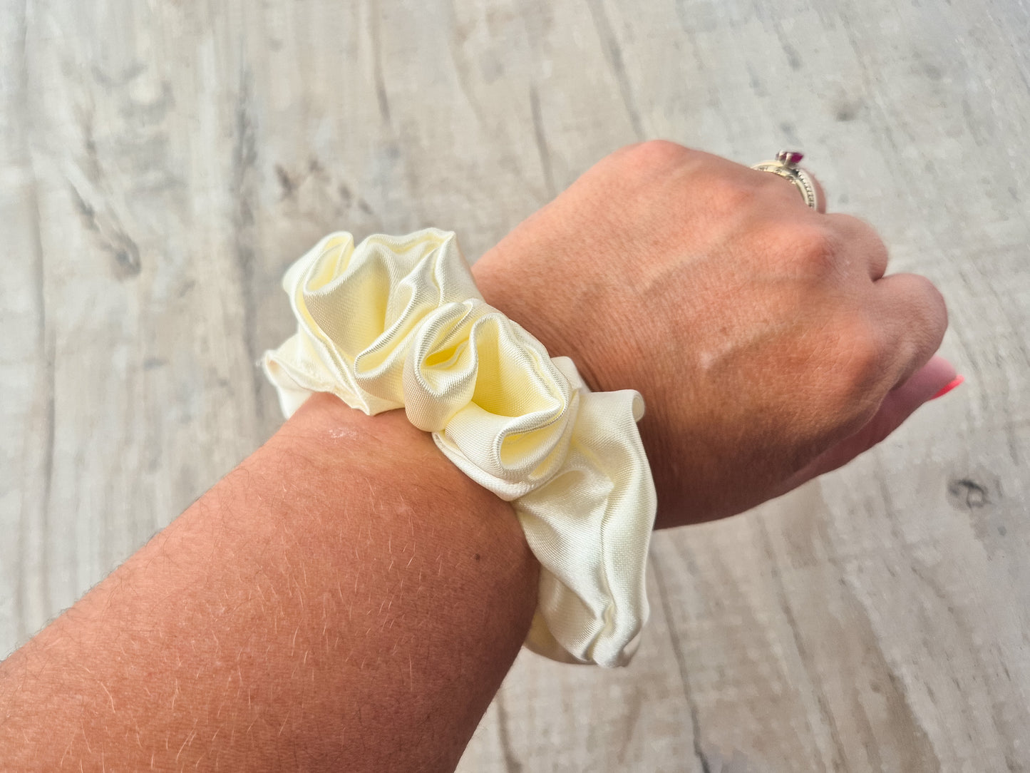 Cream Satin Scrunchie