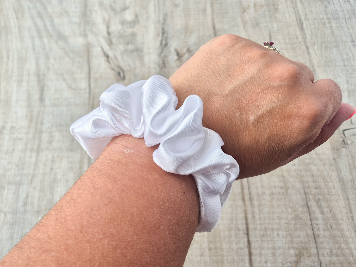 White Satin Scrunchies