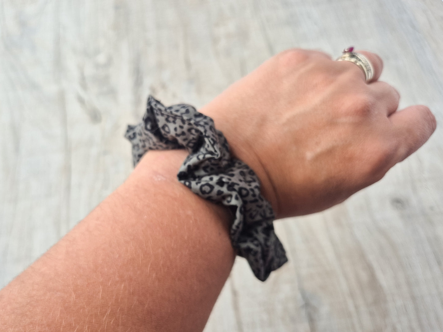 Khaki Green Leopard Scrunchie
