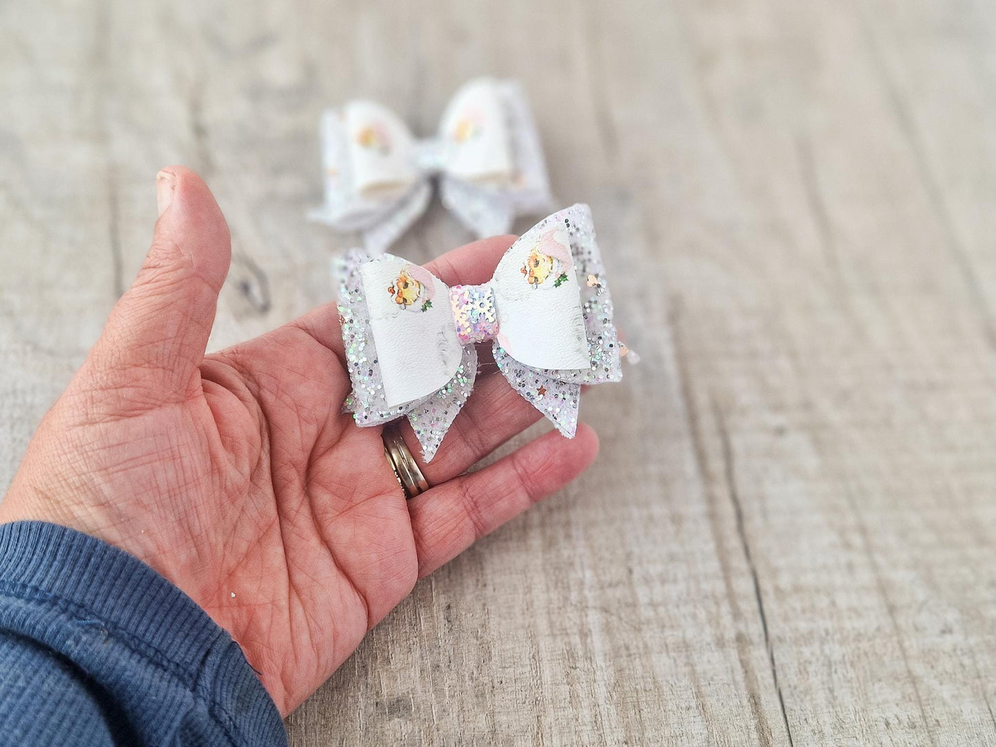 Silver Santa Christmas Hair Bow