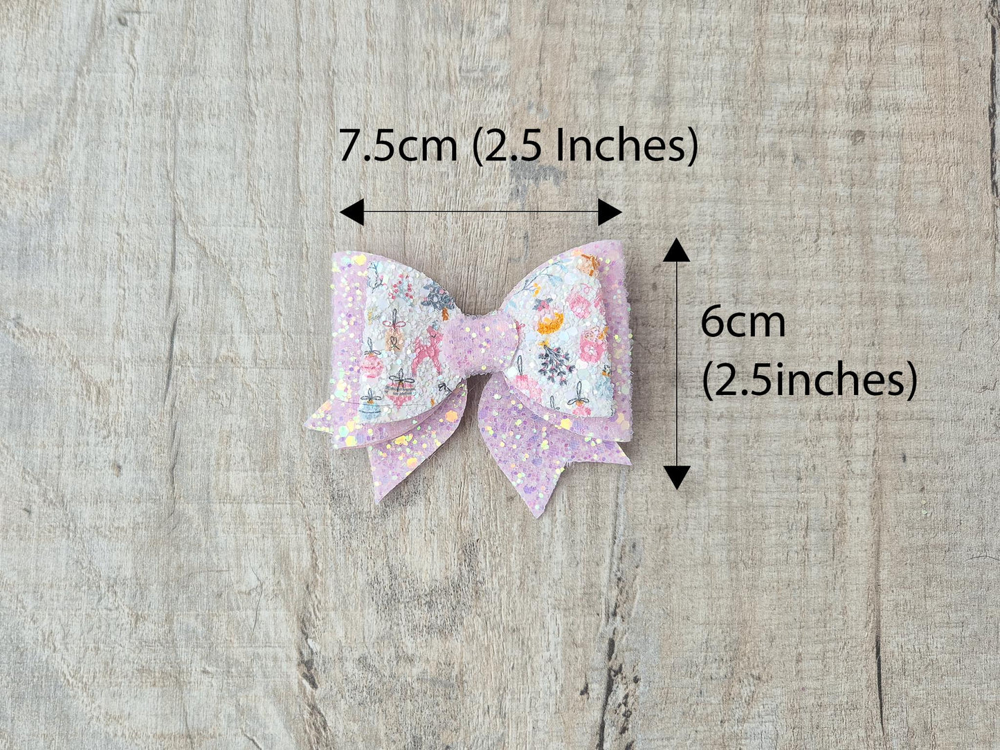 Pink Christmas Glitter Hair Bow