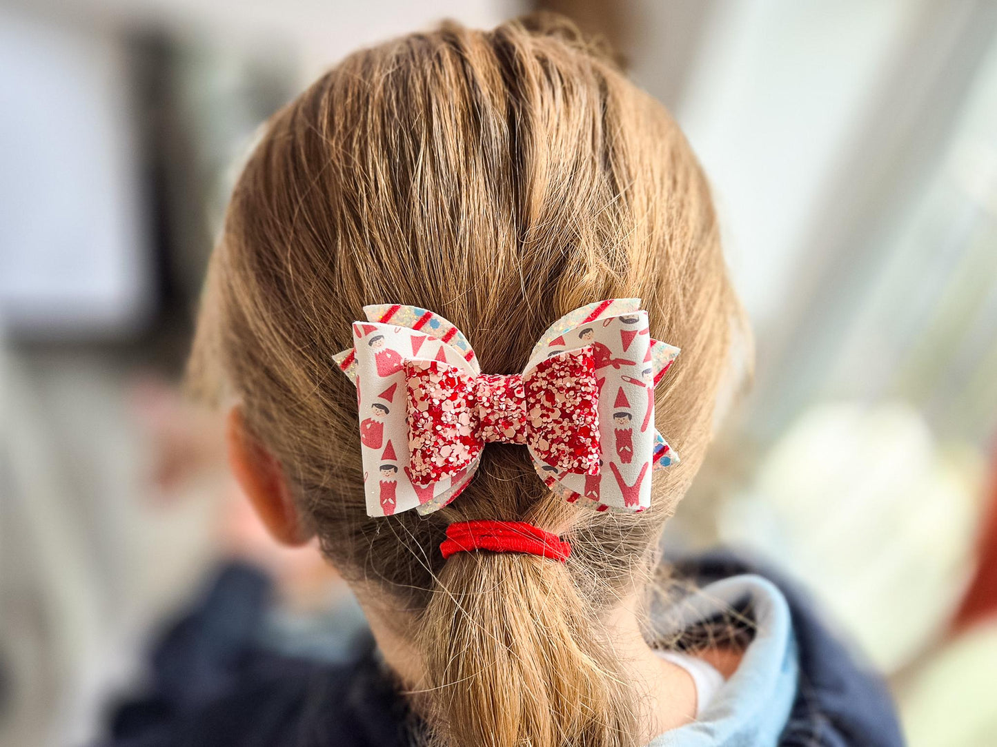 Red Glitter Elf Hair Bow