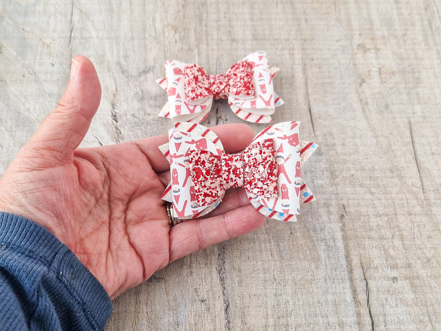 Red Glitter Elf Hair Bow