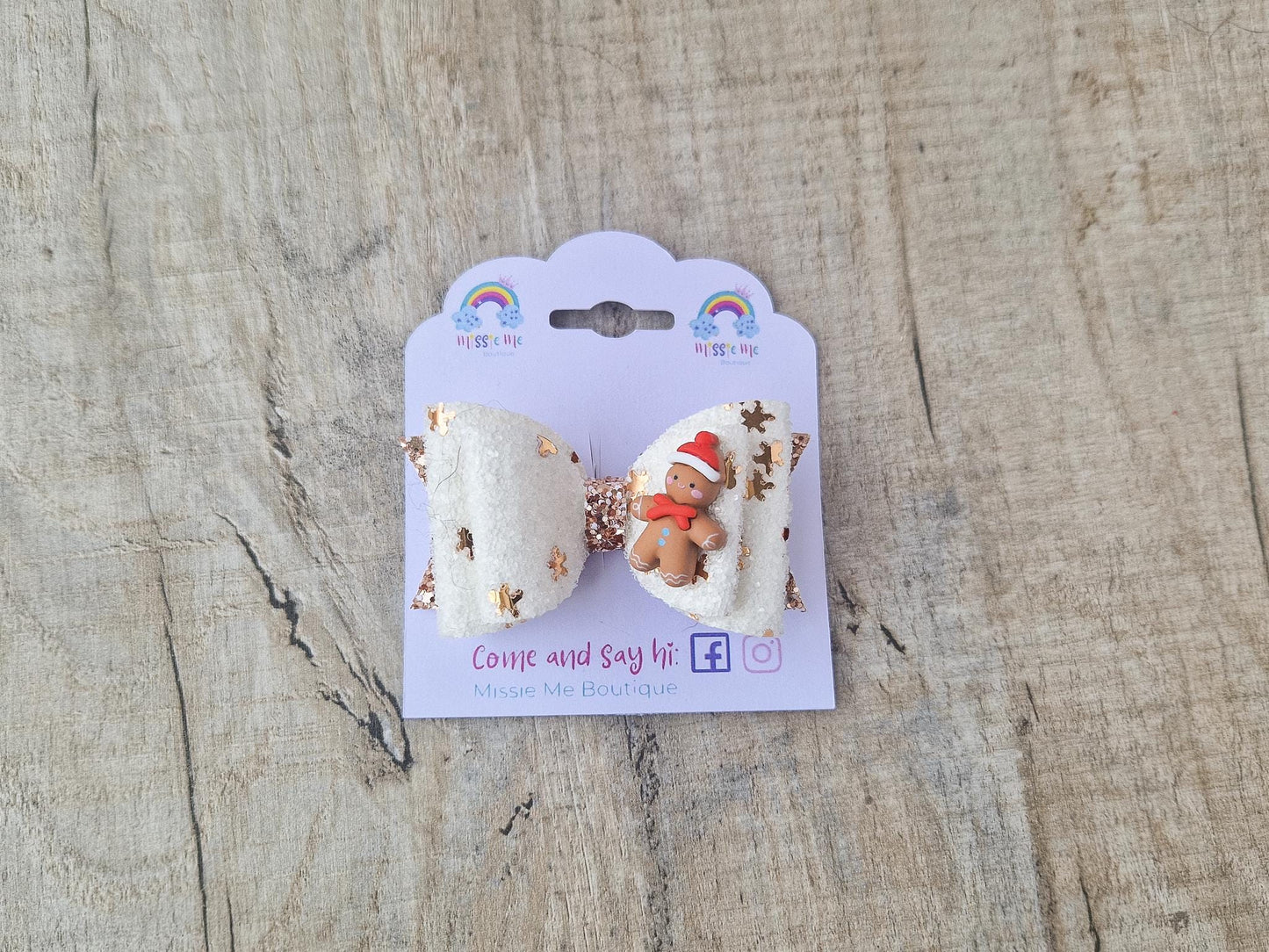 Christmas Gingerbread man Hair Bow.
