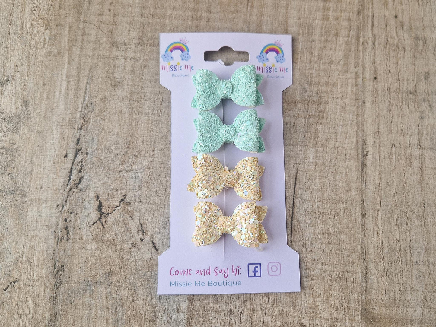 Mini Baby Hair bow/Hair clip for Baby Girl comes as a Pair. Ideal for Pigtails or Clipping Fringes. A Gift basket Filler Idea for a Girl.