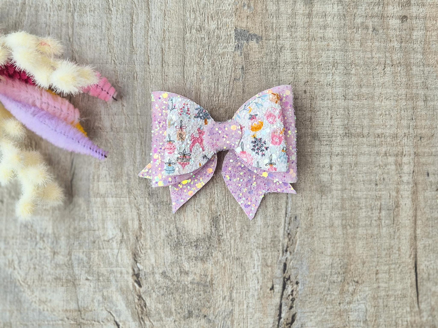 Pink Christmas Glitter Hair Bow