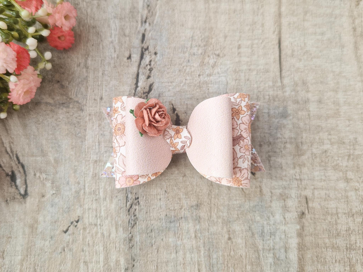 Floral Hair bow in Autumn Colours Perfect for toddlers upwards