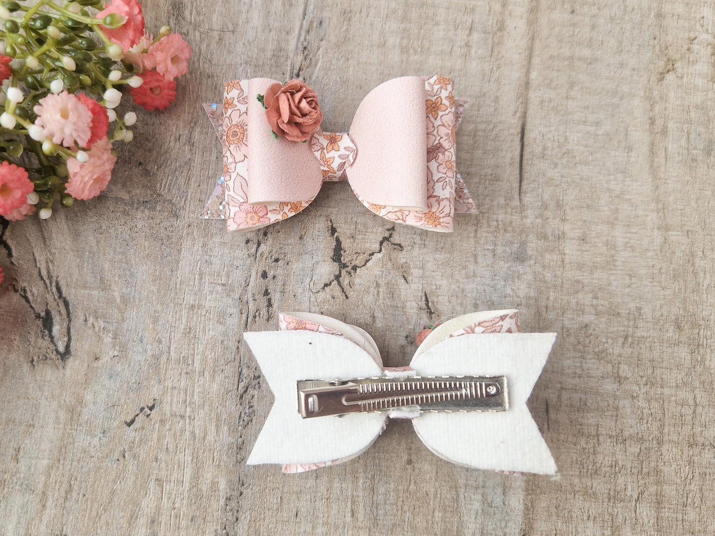 Floral Hair bow in Autumn Colours Perfect for toddlers upwards