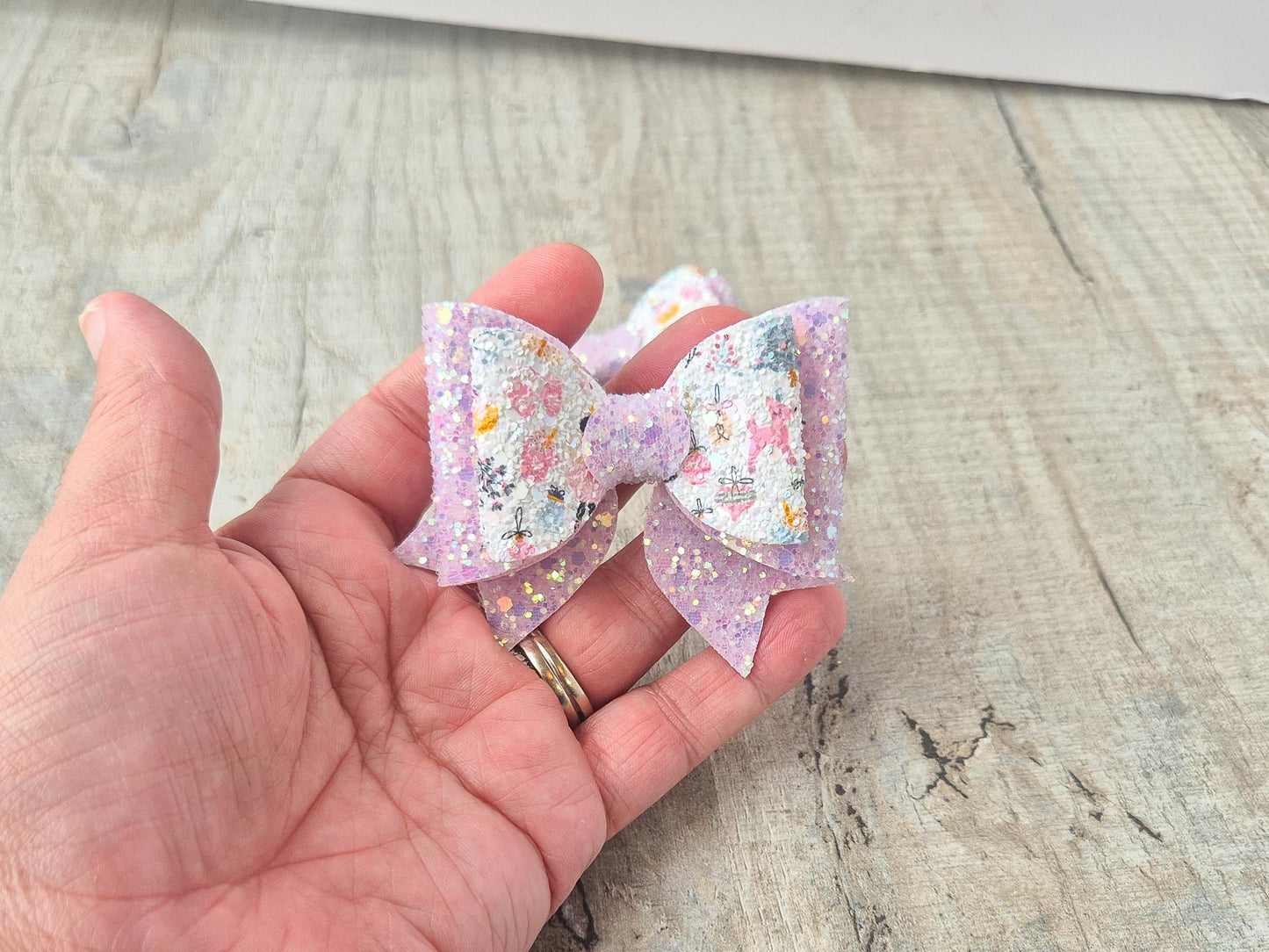 Pink Christmas Glitter Hair Bow
