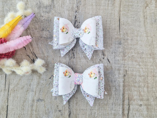 Silver Santa Christmas Hair Bow