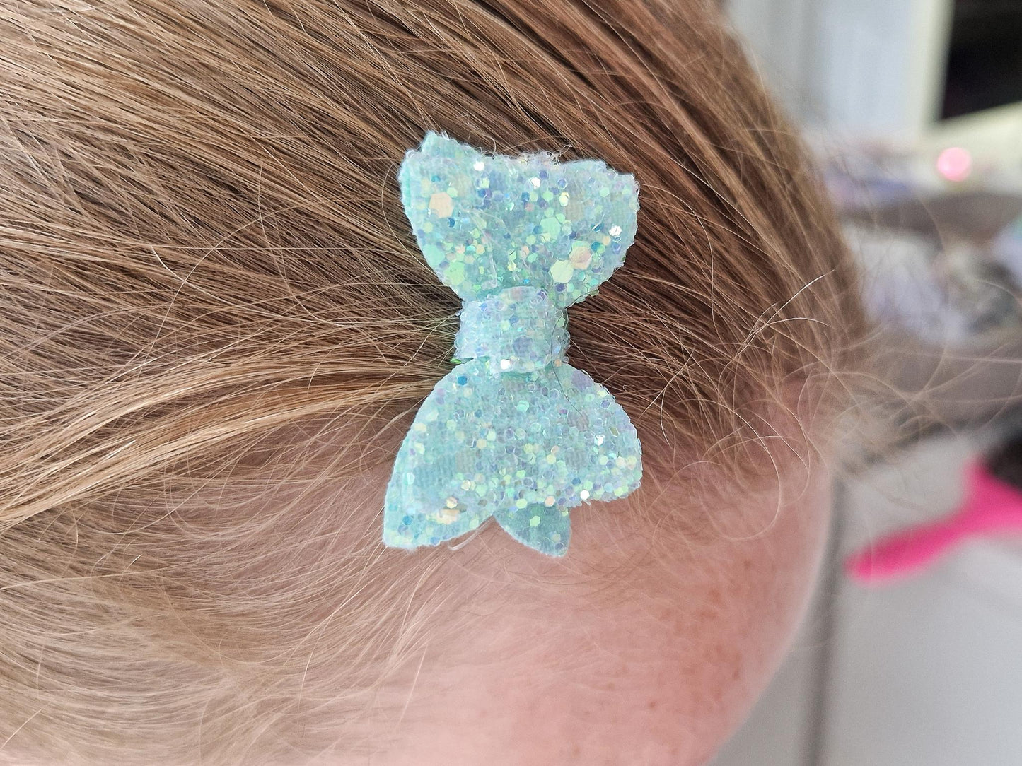 Mini Baby Hair bow/Hair clip for Baby Girl comes as a Pair. Ideal for Pigtails or Clipping Fringes. A Gift basket Filler Idea for a Girl.