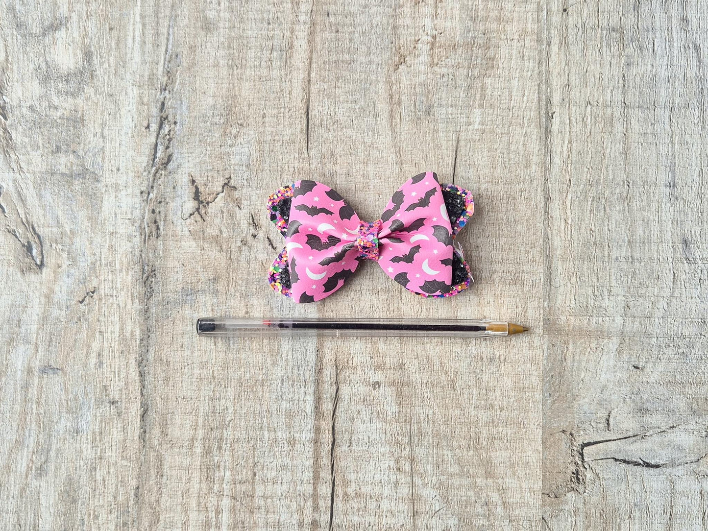 Pink bat Halloween Hair bow.