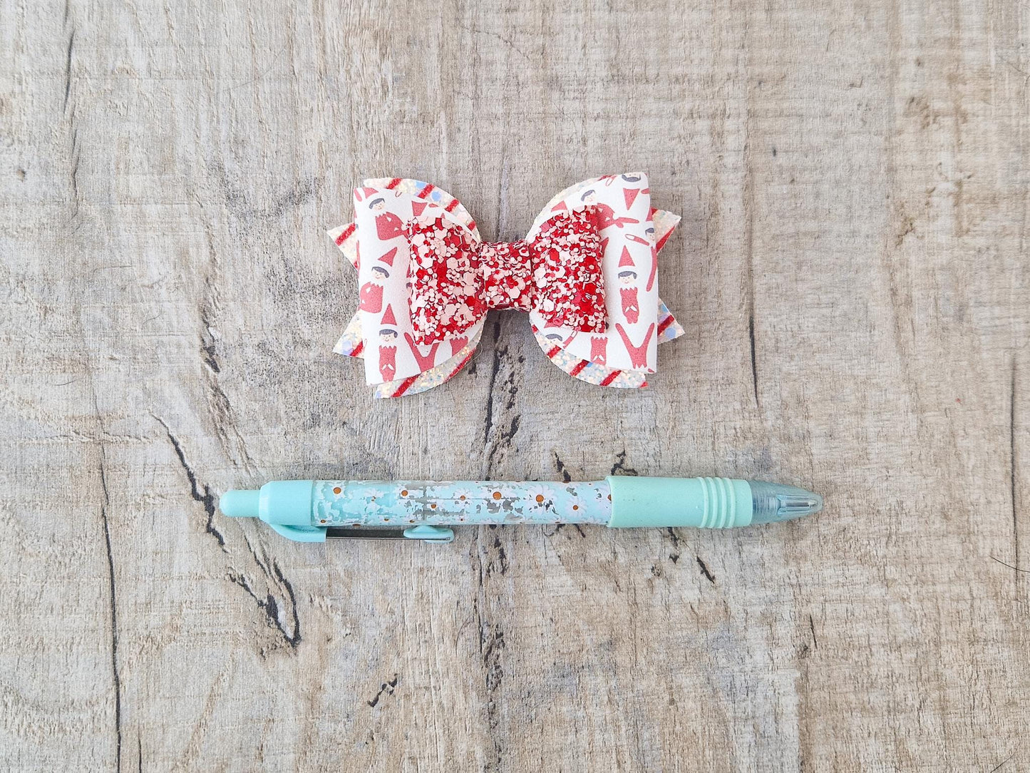 Red Glitter Elf Hair Bow