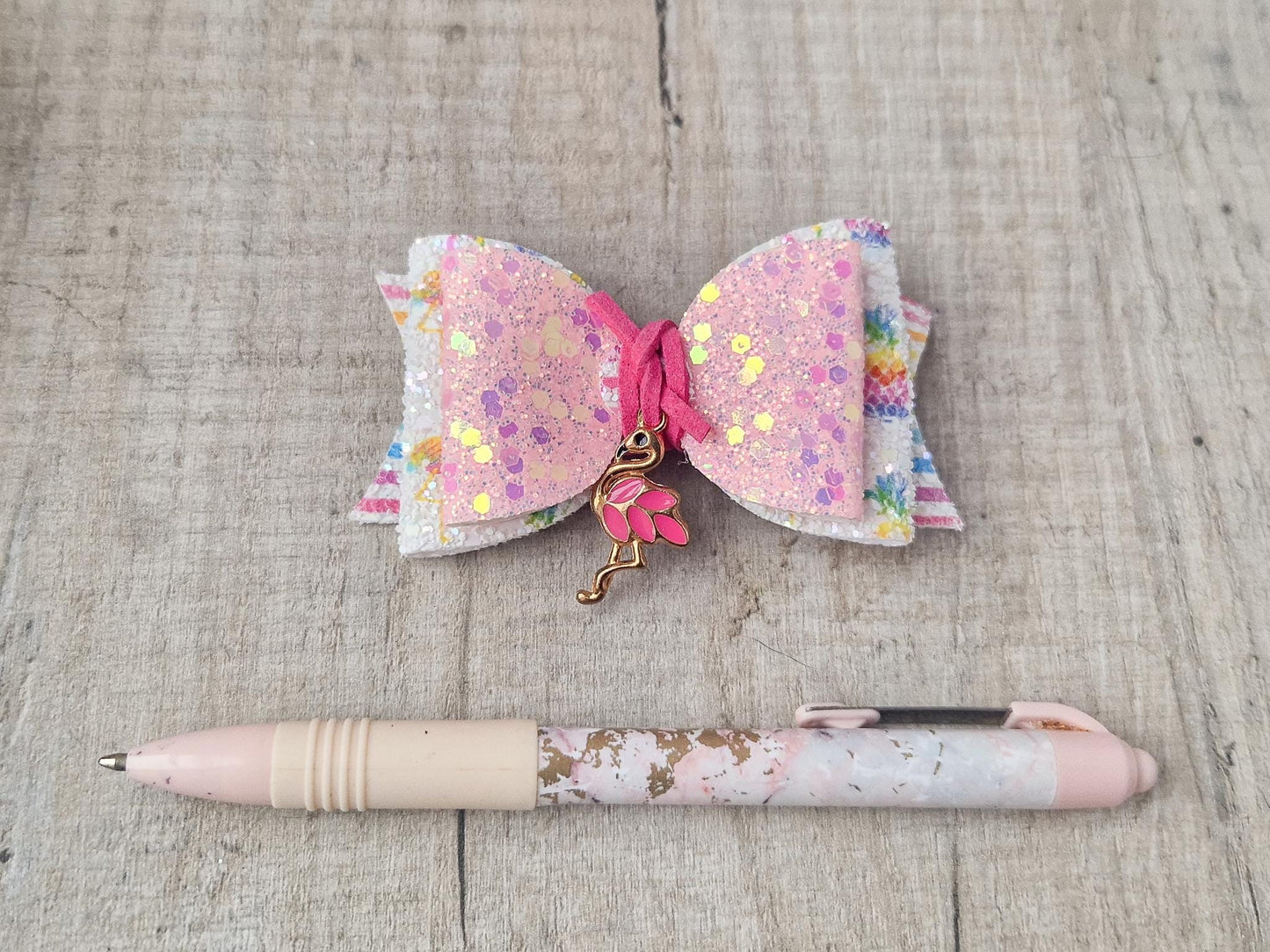 Flamingo Pink Glitter Hair bow