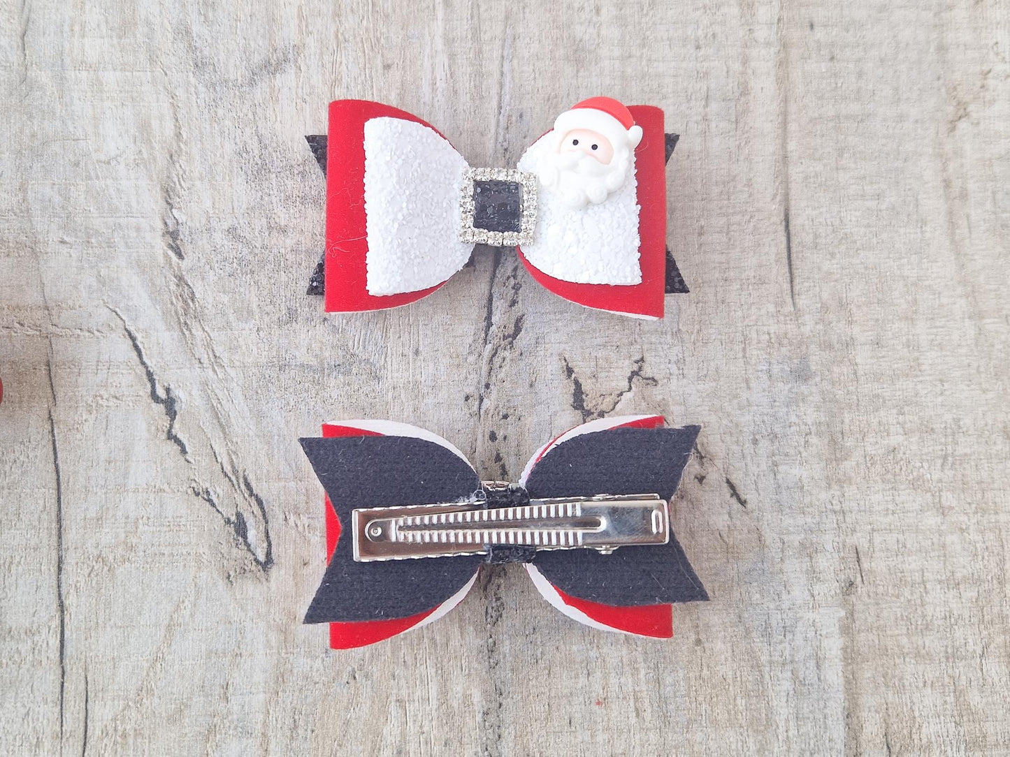 Christmas Santa Hair Bow with a Santa Embellishment