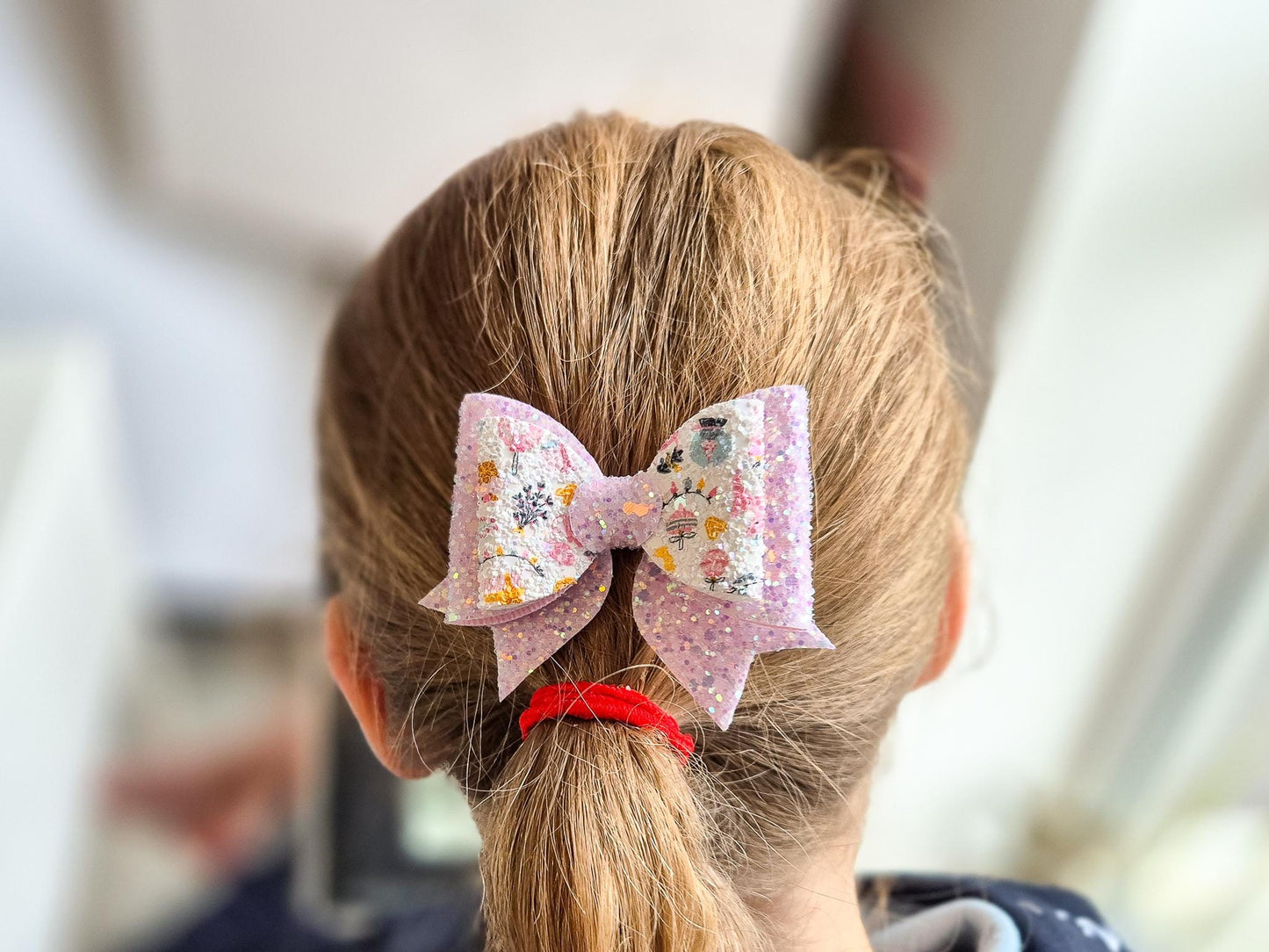 Pink Christmas Glitter Hair Bow