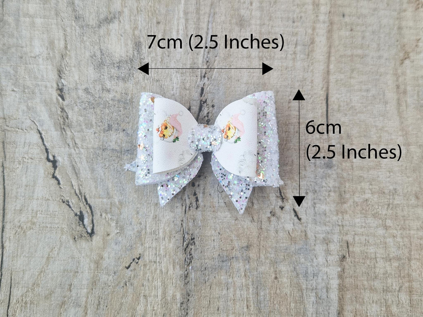 Silver Santa Christmas Hair Bow