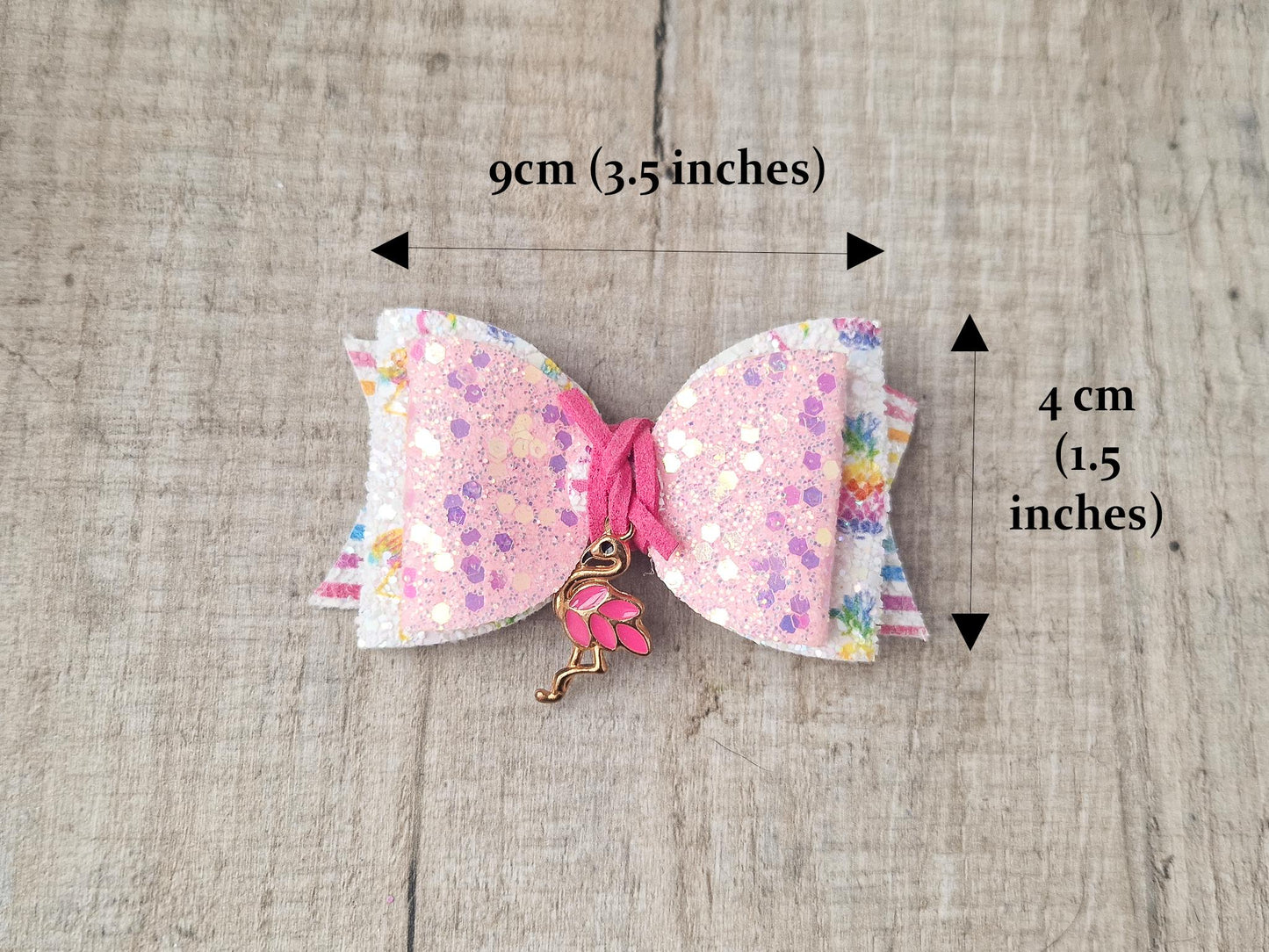 Flamingo Pink Glitter Hair bow