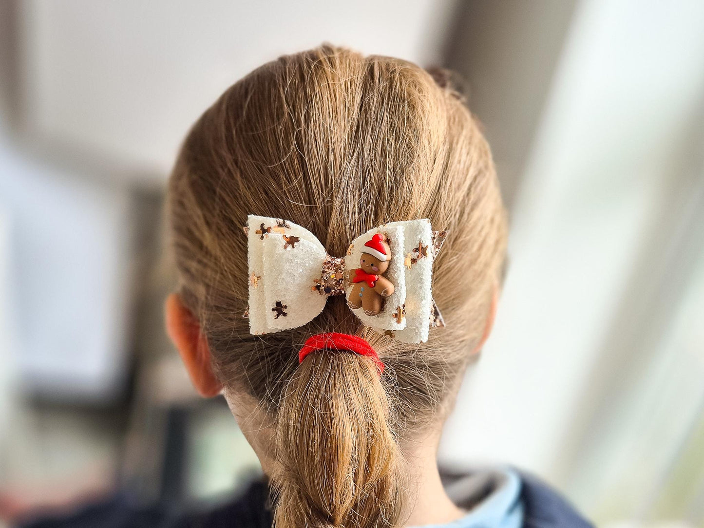 Christmas Gingerbread man Hair Bow.