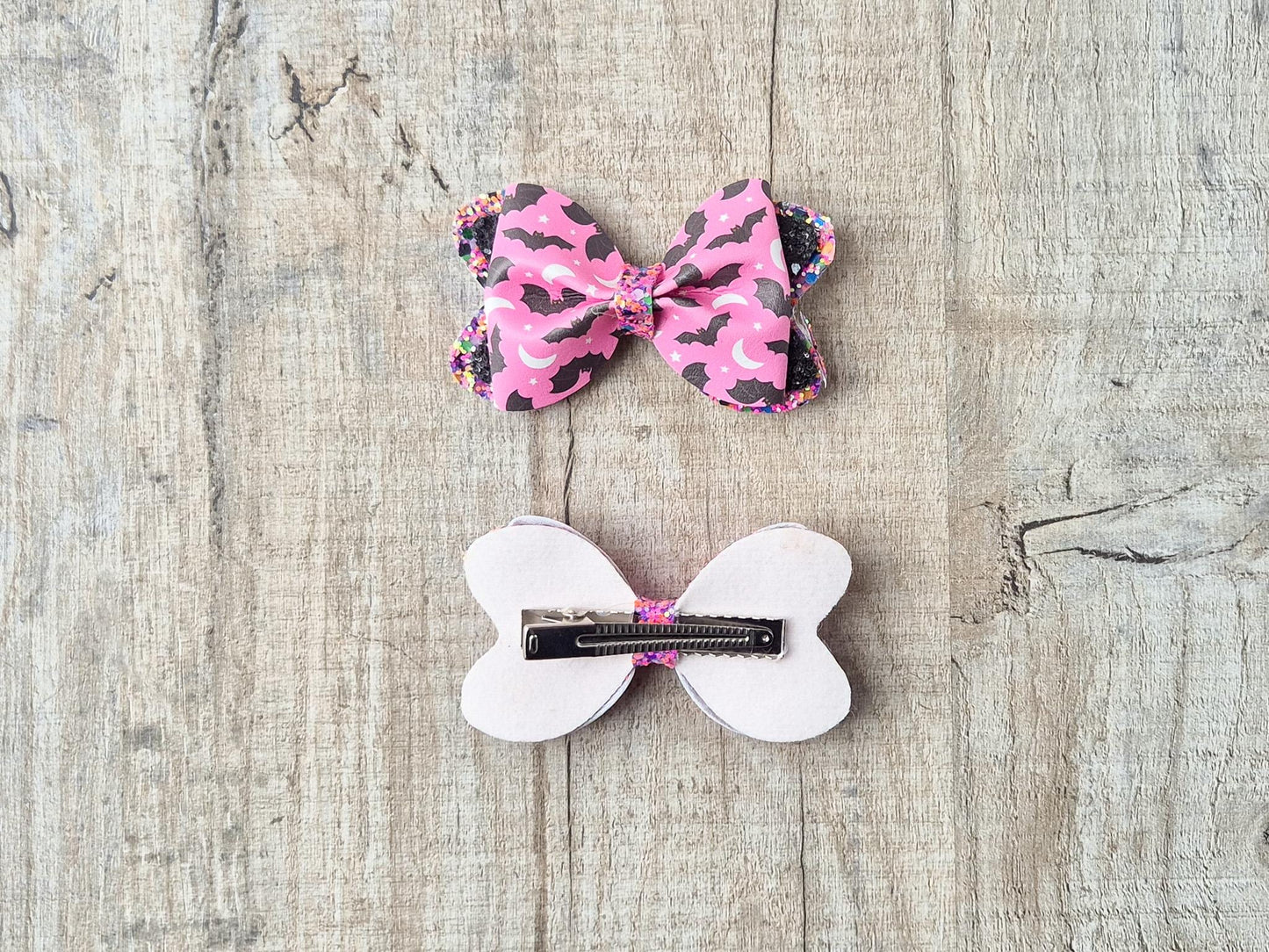 Pink bat Halloween Hair bow.