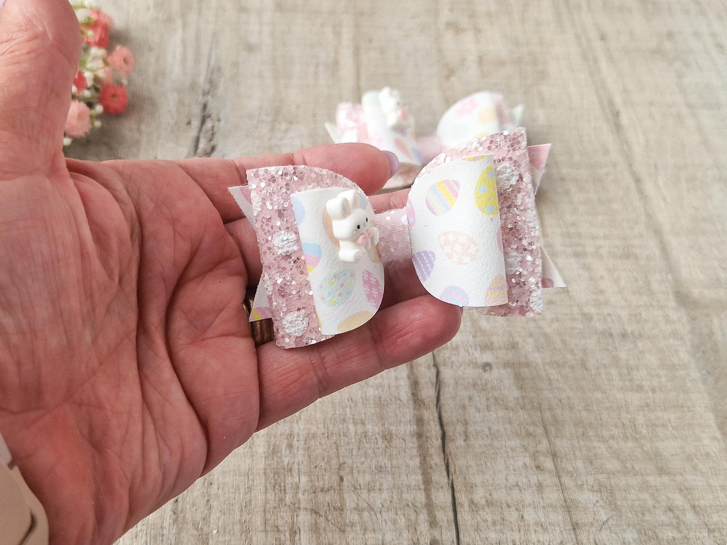 Easter Bunny Hair bow for toddler/ Girls. Easter gift basket filler