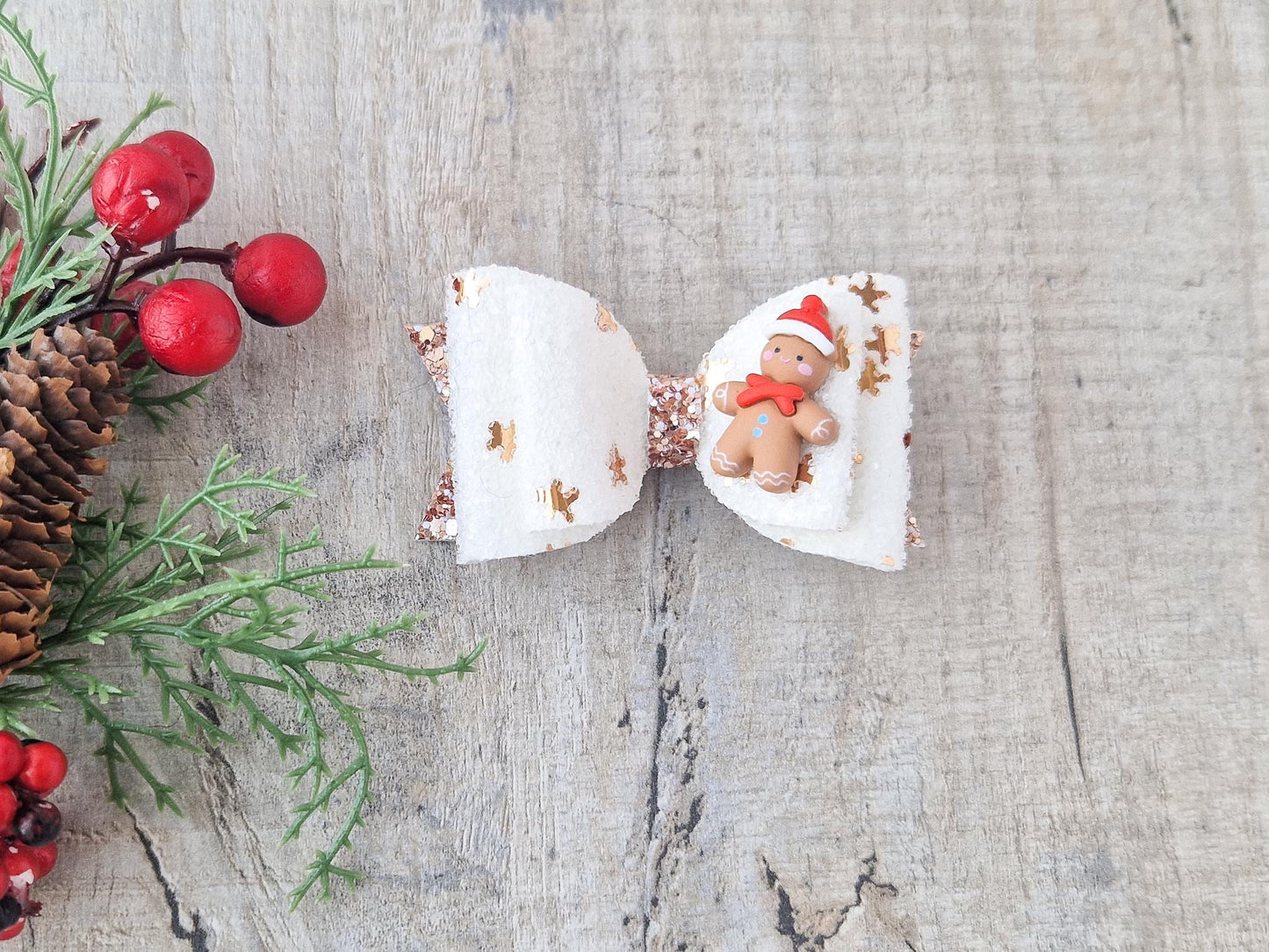Christmas Gingerbread man Hair Bow.