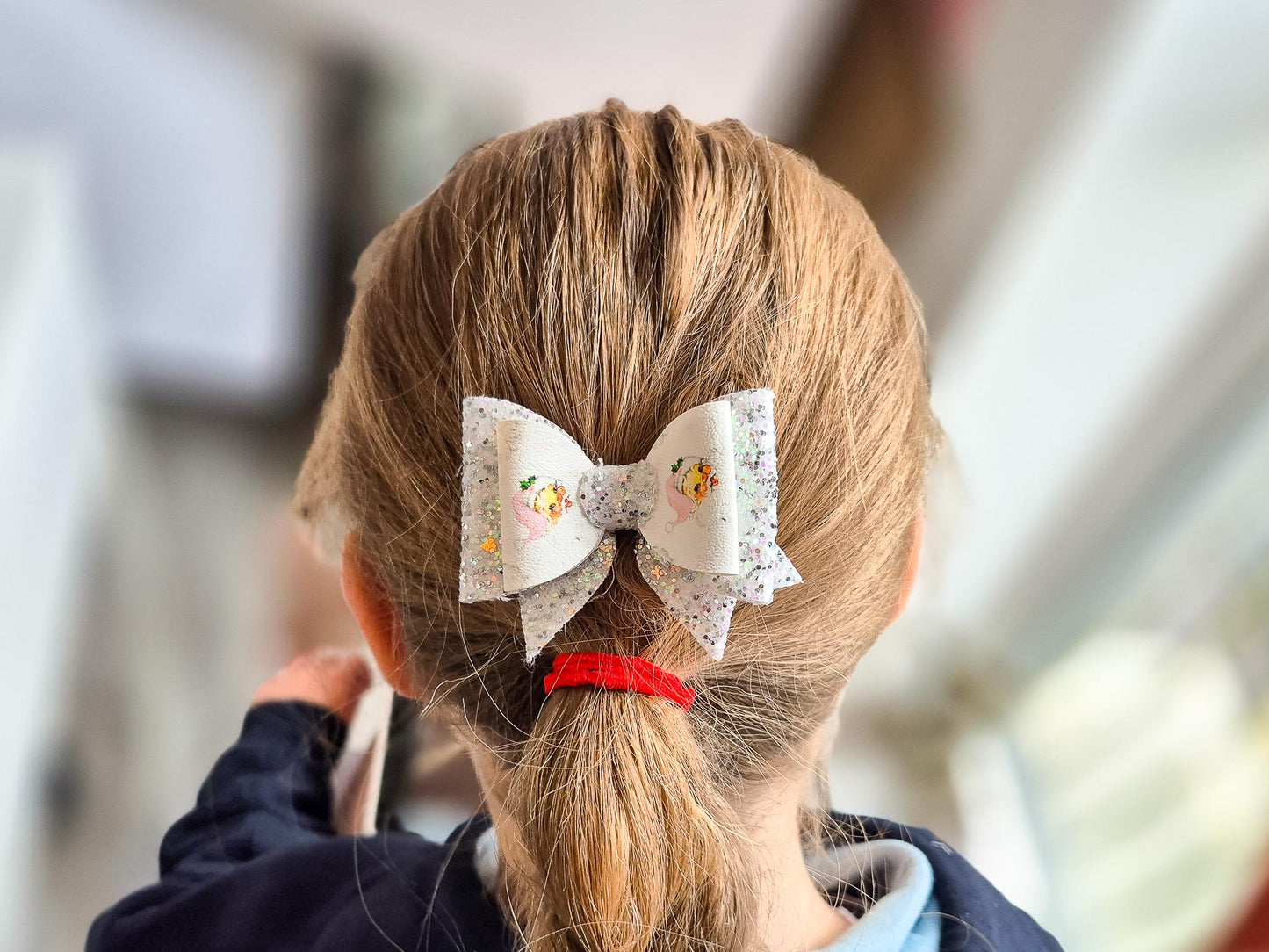 Silver Santa Christmas Hair Bow