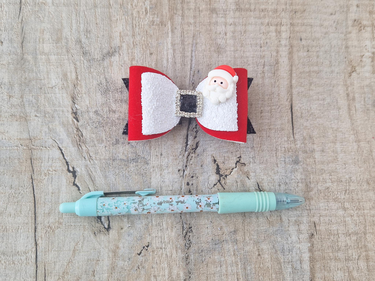 Christmas Santa Hair Bow with a Santa Embellishment