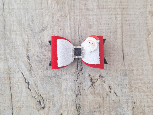 Christmas Santa Hair Bow with a Santa Embellishment