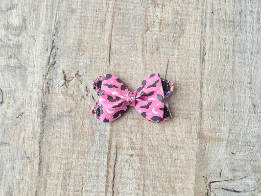 Pink bat Halloween Hair bow.