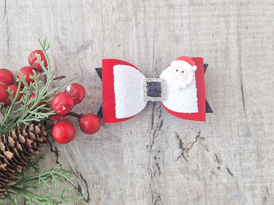 Christmas Santa Hair Bow with a Santa Embellishment