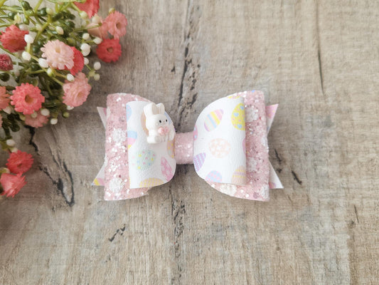 Easter Bunny Hair bow for toddler/ Girls.  Easter gift basket filler