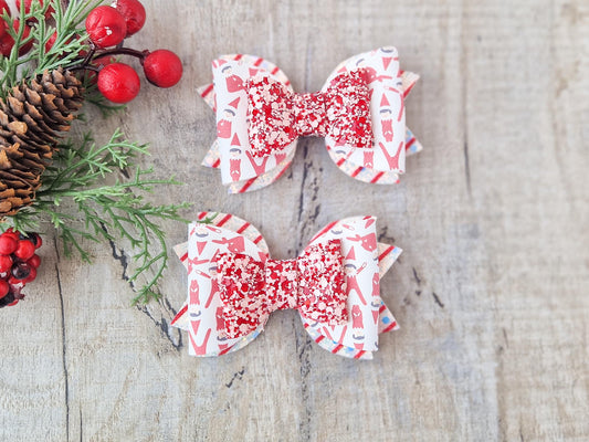 Red Glitter Elf Hair Bow