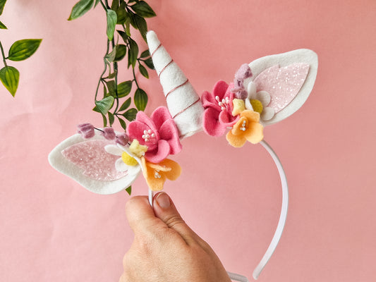 Handmade Unicorn Felt Flower Headband
