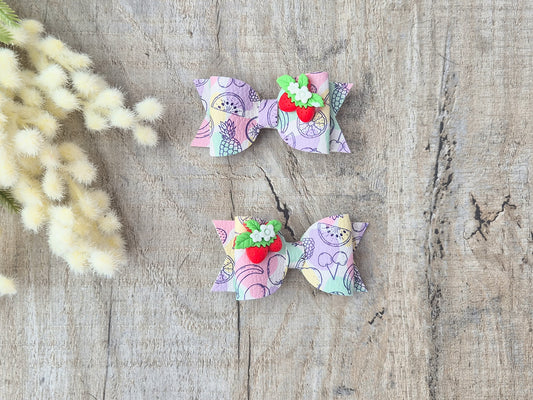 Tutti Fruity Pigtail Hair Bows Set, 2x small hair bows